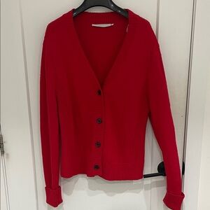 Simons red button up cardigan